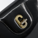 GUCCI Hand Bag Enamel Black Gold Auth ep11740-14