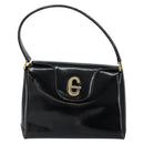 GUCCI Hand Bag Enamel Black Gold Auth ep11740-2