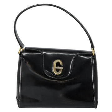 GUCCI Hand Bag Enamel Black Gold Auth ep11740 - 0