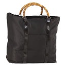 GUCCI Bamboo Hand Bag Nylon 2way Brown Silver 002 3754 0412 Auth ep11746-1