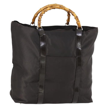 GUCCI Bamboo Hand Bag Nylon 2way Brown Silver 002 3754 0412 Auth ep11746