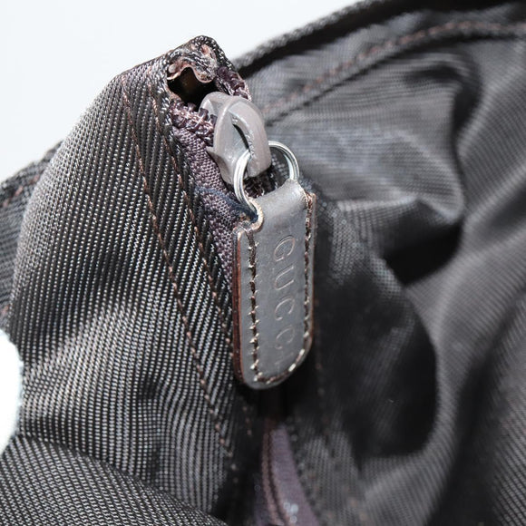 GUCCI Bamboo Hand Bag Nylon 2way Brown Silver 002 3754 0412 Auth ep11746