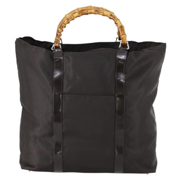 GUCCI Bamboo Hand Bag Nylon 2way Brown Silver 002 3754 0412 Auth ep11746 - 0