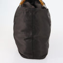 GUCCI Bamboo Hand Bag Nylon 2way Brown Silver 002 3754 0412 Auth ep11746-5