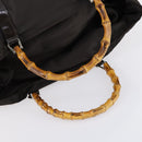 GUCCI Bamboo Hand Bag Nylon 2way Brown Silver 002 3754 0412 Auth ep11746-7