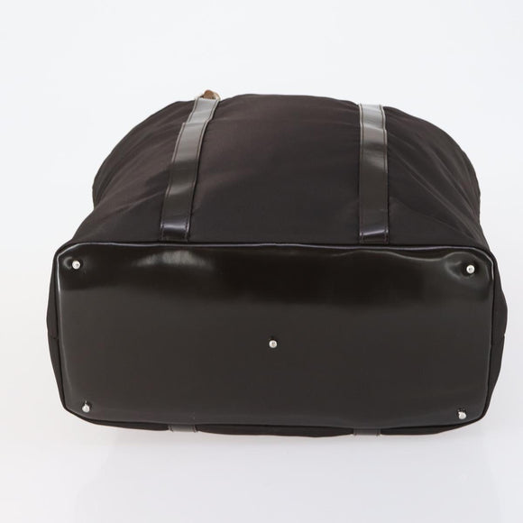 GUCCI Bamboo Hand Bag Nylon 2way Brown Silver 002 3754 0412 Auth ep11746