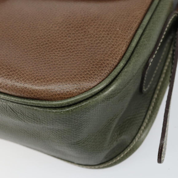 LOEWE Anagram Shoulder Bag Leather Gold Brown Auth ep11747