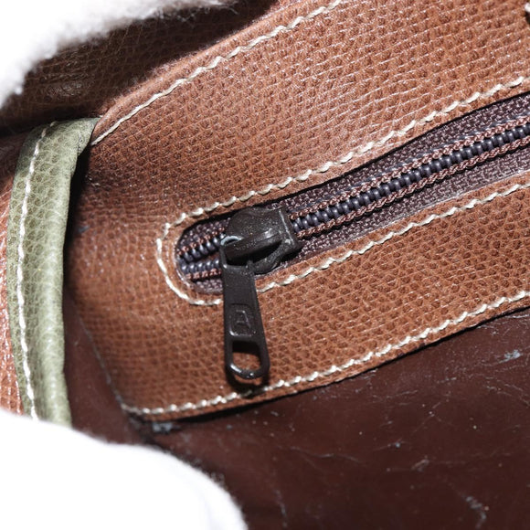 LOEWE Anagram Shoulder Bag Leather Gold Brown Auth ep11747