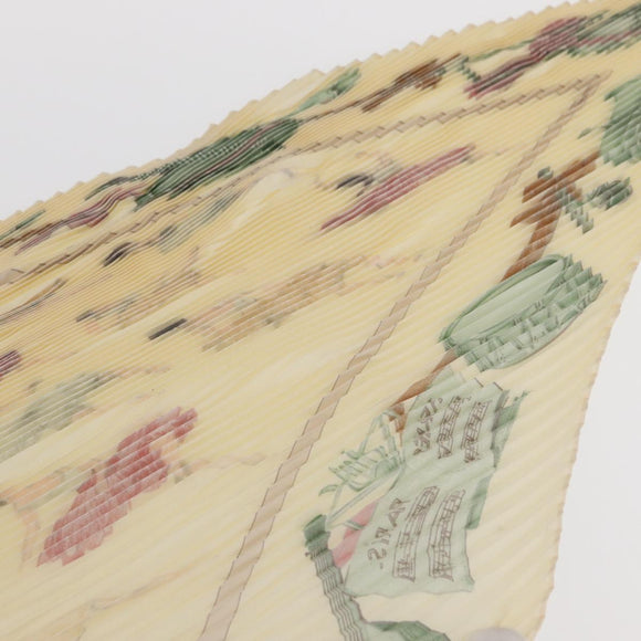 HERMES Pleated Carre 90 Scarf ""LA DANSE"" Silk Cream Auth ep11758