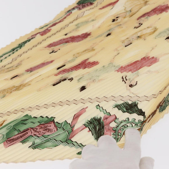 HERMES Pleated Carre 90 Scarf ""LA DANSE"" Silk Cream Auth ep11758