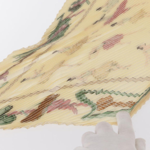 HERMES Pleated Carre 90 Scarf ""LA DANSE"" Silk Cream Auth ep11758