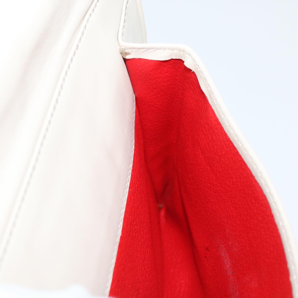 CELINE Shoulder Bag Leather White Auth ep1176