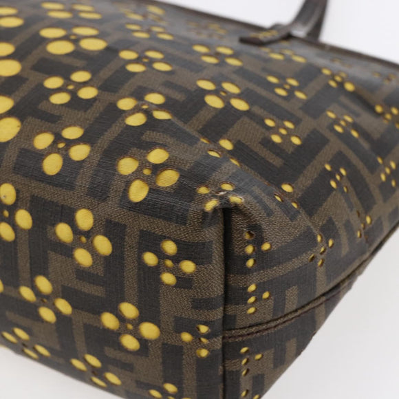 FENDI Zucca Canvas Hand Bag Black Brown Auth ep11760