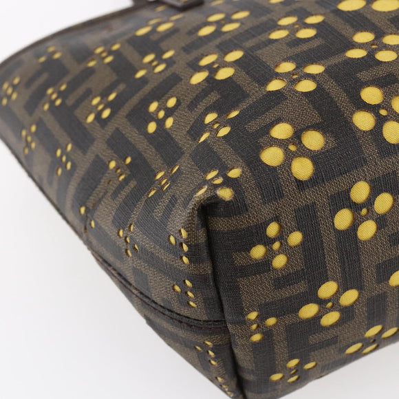 FENDI Zucca Canvas Hand Bag Black Brown Auth ep11760