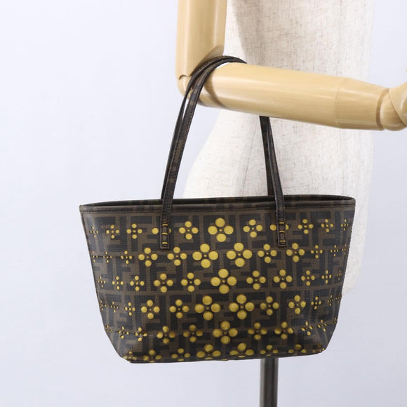 FENDI Zucca Canvas Hand Bag Black Brown Auth ep11760