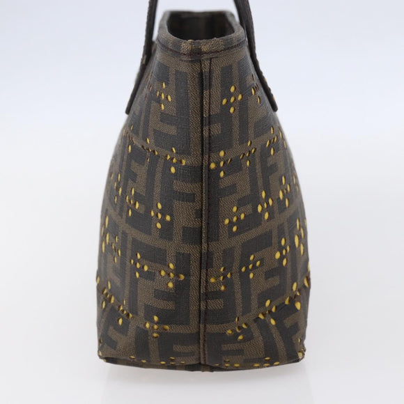 FENDI Zucca Canvas Hand Bag Black Brown Auth ep11760