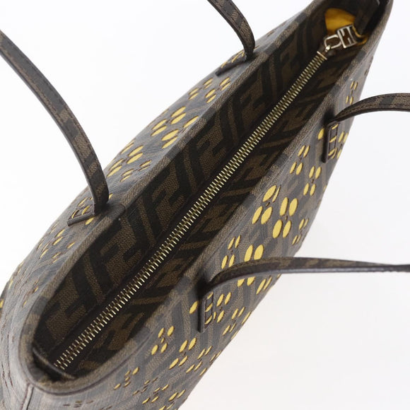 FENDI Zucca Canvas Hand Bag Black Brown Auth ep11760