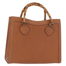 GUCCI Bamboo Hand Bag Leather Brown Gold Auth ep11767-1