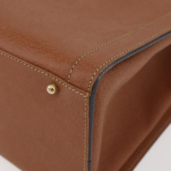 GUCCI Bamboo Hand Bag Leather Brown Gold Auth ep11767