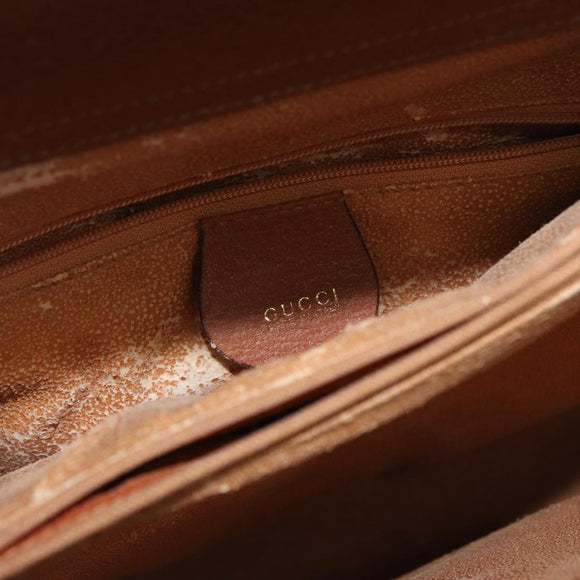 GUCCI Bamboo Hand Bag Leather Brown Gold Auth ep11767
