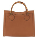 GUCCI Bamboo Hand Bag Leather Brown Gold Auth ep11767-13