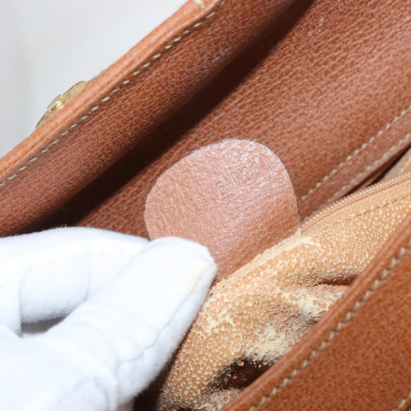 GUCCI Bamboo Hand Bag Leather Brown Gold Auth ep11767