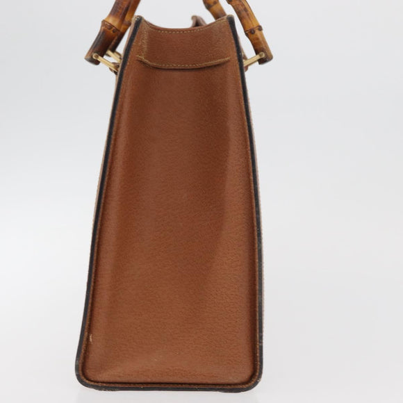 GUCCI Bamboo Hand Bag Leather Brown Gold Auth ep11767