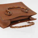 GUCCI Bamboo Hand Bag Leather Brown Gold Auth ep11767-6