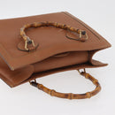GUCCI Bamboo Hand Bag Leather Brown Gold Auth ep11767-6