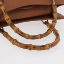 GUCCI Bamboo Hand Bag Leather Brown Gold Auth ep11767-7