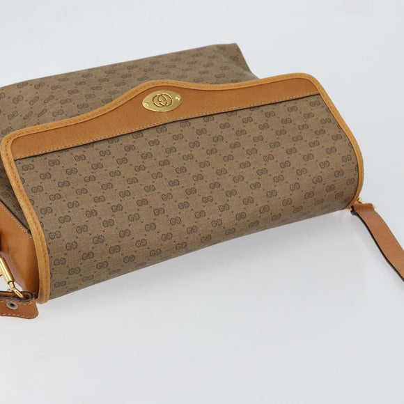 GUCCI Micro GG Supreme Shoulder Bag PVC Gold Beige Auth ep11768