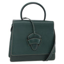 LOEWE Barcelona Hand Bag Leather 2way Green Gold Auth ep11771-1