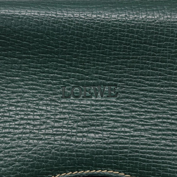 LOEWE Barcelona Hand Bag Leather 2way Green Gold Auth ep11771