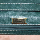 LOEWE Barcelona Hand Bag Leather 2way Green Gold Auth ep11771-11