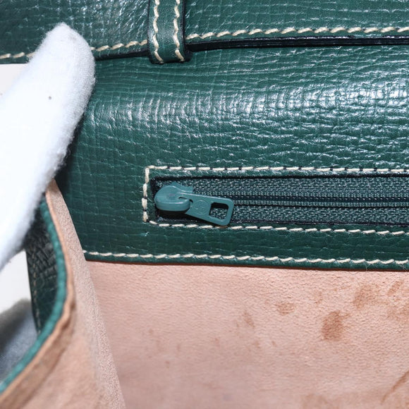 LOEWE Barcelona Hand Bag Leather 2way Green Gold Auth ep11771