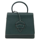 LOEWE Barcelona Hand Bag Leather 2way Green Gold Auth ep11771-13