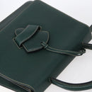 LOEWE Barcelona Hand Bag Leather 2way Green Gold Auth ep11771-6