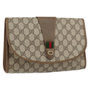 GUCCI GG Supreme Web Sherry Line Bag PVC Beige Gold 89 01 030 Auth ep11775-1