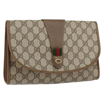 GUCCI GG Supreme Web Sherry Line Bag PVC Beige Gold 89 01 030 Auth ep11775