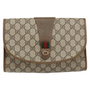 GUCCI GG Supreme Web Sherry Line Bag PVC Beige Gold 89 01 030 Auth ep11775-13