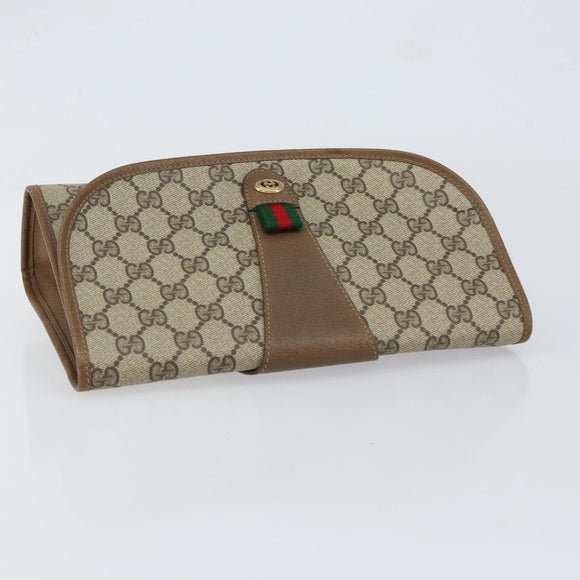 GUCCI GG Supreme Web Sherry Line Bag PVC Beige Gold 89 01 030 Auth ep11775