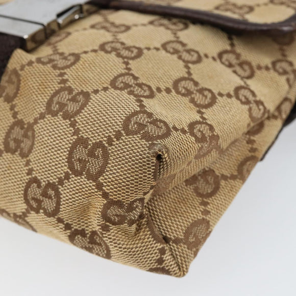 GUCCI GG Canvas Waist bag Beige Silver 131236 Auth ep11777
