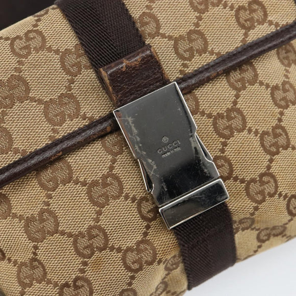 GUCCI GG Canvas Waist bag Beige Silver 131236 Auth ep11777