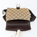 GUCCI GG Canvas Waist bag Beige Silver 131236 Auth ep11777-15