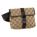 GUCCI GG Canvas Waist bag Beige Silver 131236 Auth ep11777-1