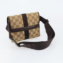 GUCCI GG Canvas Waist bag Beige Silver 131236 Auth ep11777-7