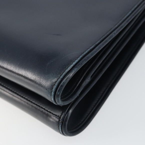 GUCCI Hand Bag Leather Navy Gold Auth ep11790