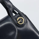 GUCCI Hand Bag Leather Navy Gold Auth ep11790-14