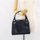 GUCCI Hand Bag Leather Navy Gold Auth ep11790-24