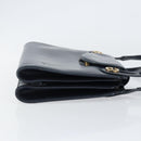 GUCCI Hand Bag Leather Navy Gold Auth ep11790-4